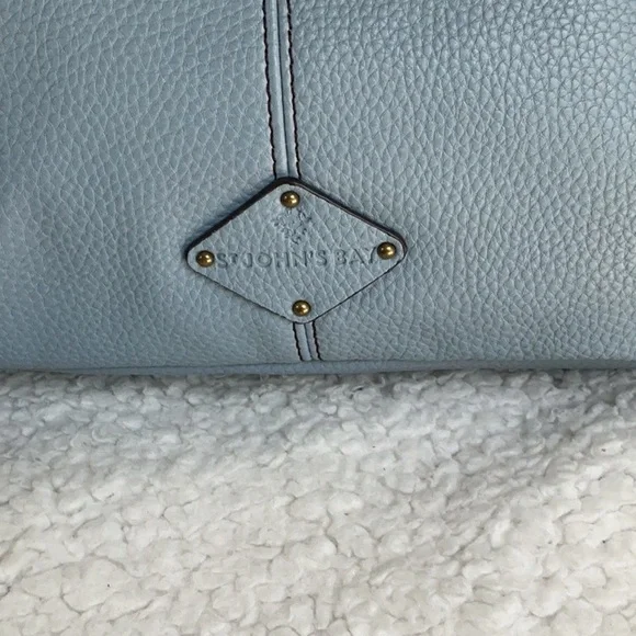 St. John's Bay Blue and Brown Leather Tote - Picture 2 of 9